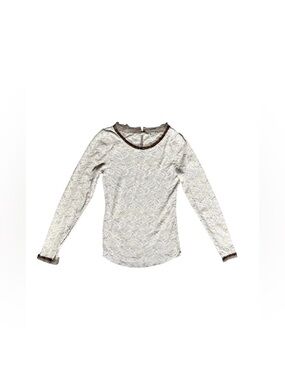Free People Lace Sheer Boho Romantic Top Women M Mesh Long Sleeve
